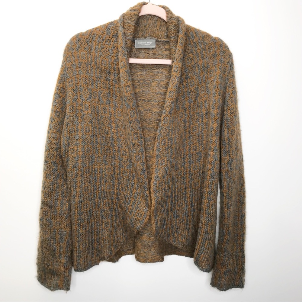 Wooden Ships open front cardigan sweater wool mohair cozy  soft medium large